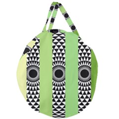  Green Check Pattern, Vertical Mandala Giant Round Zipper Tote by Magicworlddreamarts1