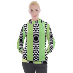  Green Check Pattern, Vertical Mandala Women s Hooded Pullover by Magicworlddreamarts1