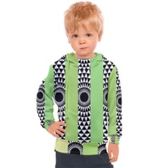  Green Check Pattern, Vertical Mandala Kids  Hooded Pullover by Magicworlddreamarts1