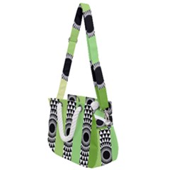  Green Check Pattern, Vertical Mandala Rope Handles Shoulder Strap Bag by Magicworlddreamarts1