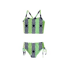  Green Check Pattern, Vertical Mandala Girls  Tankini Swimsuit by Magicworlddreamarts1