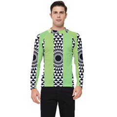  Green Check Pattern, Vertical Mandala Men s Long Sleeve Rash Guard by Magicworlddreamarts1