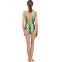  Green Check Pattern, Vertical Mandala Center Cut Out Swimsuit View2