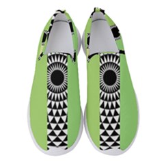  Green Check Pattern, Vertical Mandala Women s Slip On Sneakers by Magicworlddreamarts1