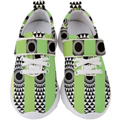  Green Check Pattern, Vertical Mandala Kids  Velcro Strap Shoes by Magicworlddreamarts1