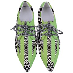  Green Check Pattern, Vertical Mandala Pointed Oxford Shoes by Magicworlddreamarts1