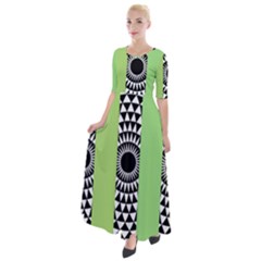  Green Check Pattern, Vertical Mandala Half Sleeves Maxi Dress by Magicworlddreamarts1