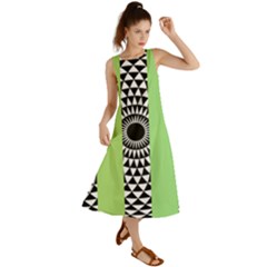  Green Check Pattern, Vertical Mandala Summer Maxi Dress by Magicworlddreamarts1