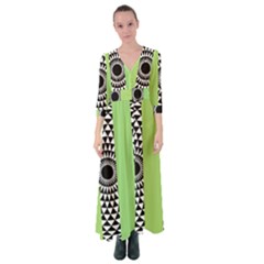  Green Check Pattern, Vertical Mandala Button Up Maxi Dress by Magicworlddreamarts1