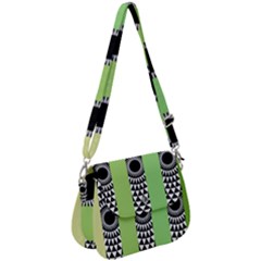  Green Check Pattern, Vertical Mandala Saddle Handbag by Magicworlddreamarts1