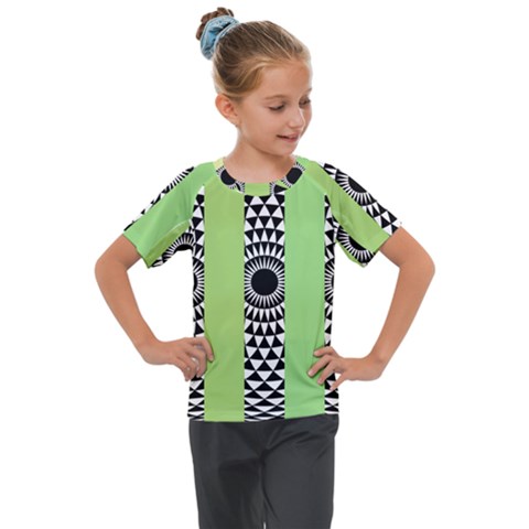  Green Check Pattern, Vertical Mandala Kids  Mesh Piece Tee by Magicworlddreamarts1