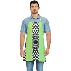  Green Check Pattern, Vertical Mandala Kitchen Apron by Magicworlddreamarts1