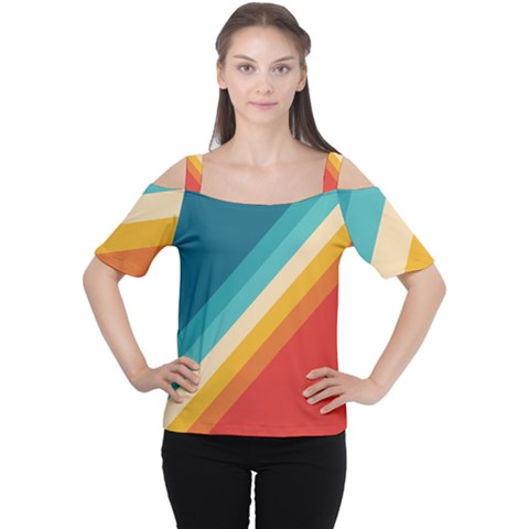 Classic Retro Stripes Cutout Shoulder Tee by AlphaOmega