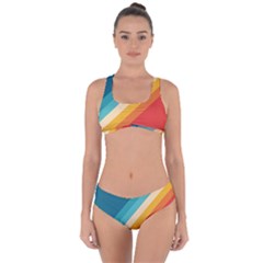 Classic Retro Stripes Criss Cross Bikini Set by AlphaOmega