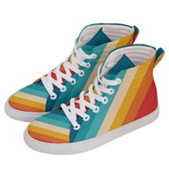 Classic Retro Stripes Women s Hi-top Skate Sneakers by AlphaOmega