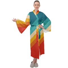 Classic Retro Stripes Maxi Velour Kimono by AlphaOmega