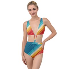 Classic Retro Stripes Tied Up Two Piece Swimsuit