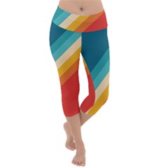 Classic Retro Stripes Lightweight Velour Capri Yoga Leggings