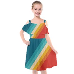 Classic Retro Stripes Kids  Cut Out Shoulders Chiffon Dress by AlphaOmega