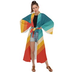 Classic Retro Stripes Maxi Kimono by AlphaOmega