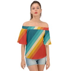 Classic Retro Stripes Off Shoulder Short Sleeve Top by AlphaOmega