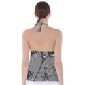 Grey Colors Flowers And Branches Illustration Print Babydoll Tankini Top View2