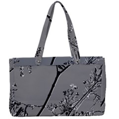 Grey Colors Flowers And Branches Illustration Print Canvas Work Bag by dflcprintsclothing