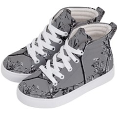 Grey Colors Flowers And Branches Illustration Print Kids  Hi-top Skate Sneakers by dflcprintsclothing