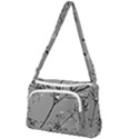 Grey Colors Flowers And Branches Illustration Print Front Pocket Crossbody Bag View1