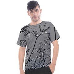 Grey Colors Flowers And Branches Illustration Print Men s Sport Top