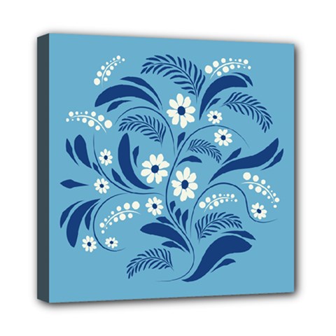 Folk Floral Art Print  Flowers Abstract Art  Poster  Mini Canvas 8  X 8  (stretched) by Eskimos