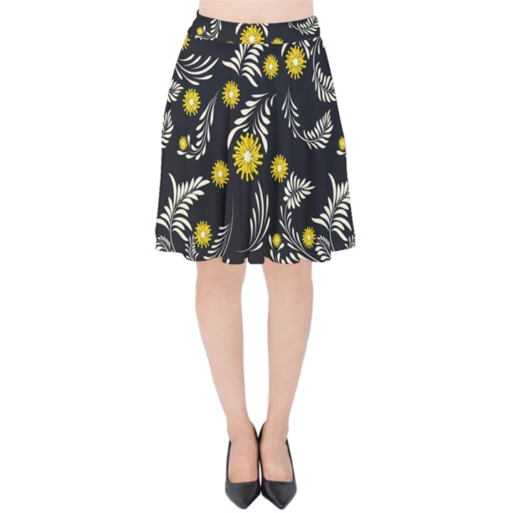 Folk flowers art pattern Floral abstract surface design  Seamless pattern Velvet High Waist Skirt