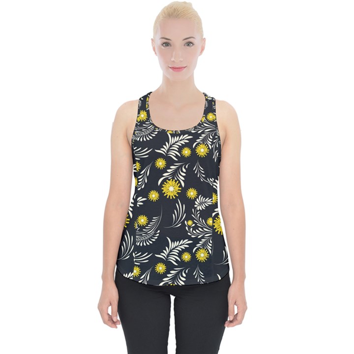 Folk flowers art pattern Floral abstract surface design  Seamless pattern Piece Up Tank Top