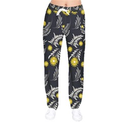 Folk Flowers Art Pattern Floral Abstract Surface Design  Seamless Pattern Women Velvet Drawstring Pants by Eskimos