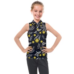 Folk Flowers Art Pattern Floral Abstract Surface Design  Seamless Pattern Kids  Sleeveless Polo Tee