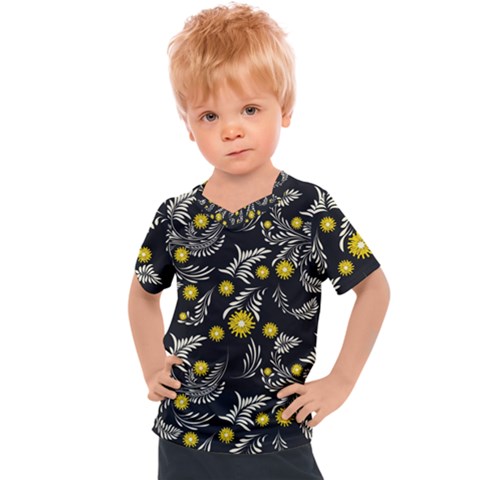 Folk Flowers Art Pattern Floral Abstract Surface Design  Seamless Pattern Kids  Sports Tee by Eskimos