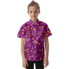 Folk Flowers Art Pattern Floral Abstract Surface Design  Seamless Pattern Kids  Short Sleeve Shirt by Eskimos