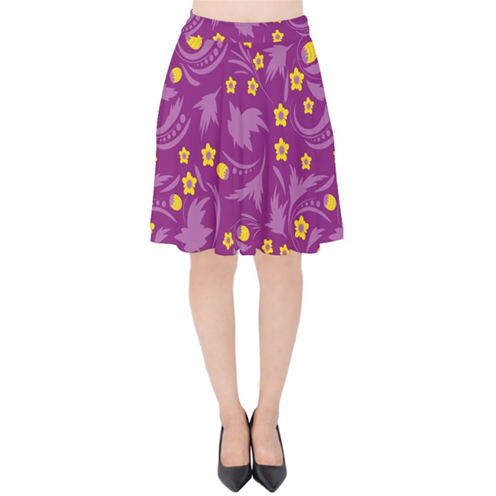 Folk flowers art pattern Floral abstract surface design  Seamless pattern Velvet High Waist Skirt