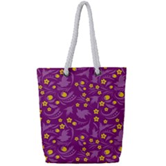 Folk Flowers Art Pattern Floral Abstract Surface Design  Seamless Pattern Full Print Rope Handle Tote (small) by Eskimos