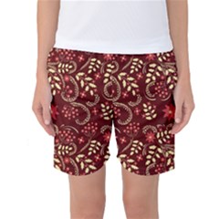 Folk Flowers Art Pattern Floral Abstract Surface Design  Seamless Pattern Women s Basketball Shorts by Eskimos