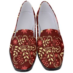 Folk Flowers Art Pattern Floral Abstract Surface Design  Seamless Pattern Women s Classic Loafer Heels by Eskimos