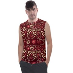 Folk Flowers Art Pattern Floral Abstract Surface Design  Seamless Pattern Men s Regular Tank Top by Eskimos