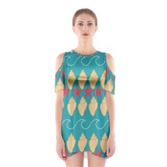 Starfish And Seashells  Sea Shoulder Cutout One Piece Dress by SychEva