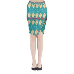 Starfish And Seashells  Sea Midi Wrap Pencil Skirt by SychEva