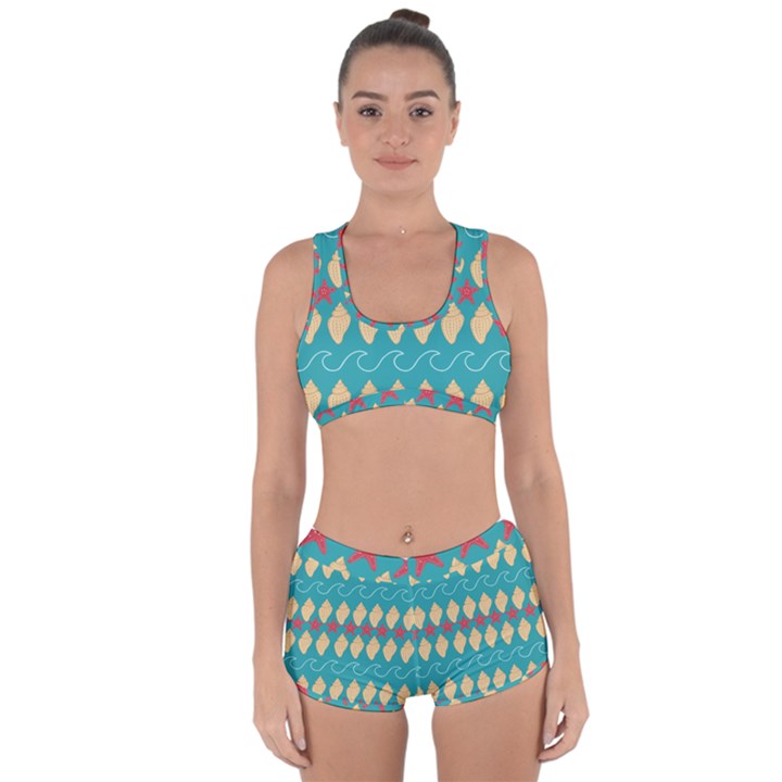 Starfish And Seashells  Sea Racerback Boyleg Bikini Set