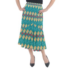 Starfish And Seashells  Sea Midi Mermaid Skirt by SychEva