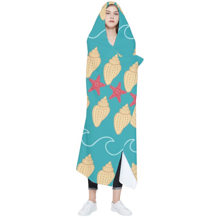 Starfish And Seashells  Sea Wearable Blanket