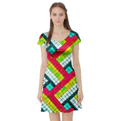 Pop Art Mosaic Short Sleeve Skater Dress by essentialimage365