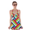 Pop Art Mosaic Halter Dress Swimsuit  View1