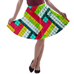 Pop Art Mosaic A-line Skater Skirt by essentialimage365